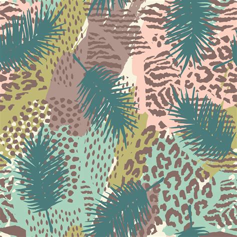 Trendy Seamless Exotic Pattern With Palm And Animal Prins 297970 Vector