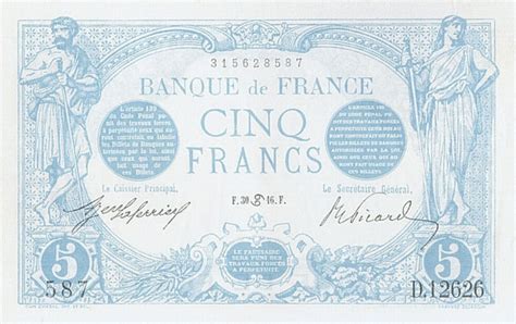 5 French Francs Banknote Bleu Exchange Yours For Cash Today