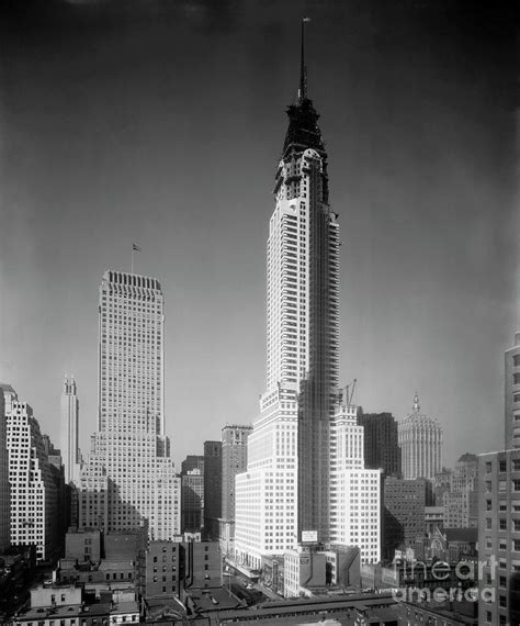 Chrysler Building Under Construction By Bettmann