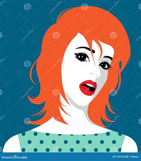 Beautiful Redhead Woman In Provocative Pose Vector Illustration