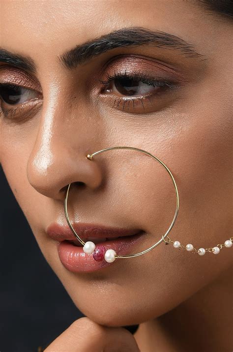 Pearls Delicate Nosepinnose Ringindian Jewellerybridal Etsy