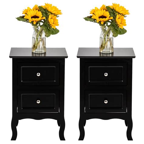 Veryke 2 Piece Bedroom Bedside Table Double Layer Nightstand End Table