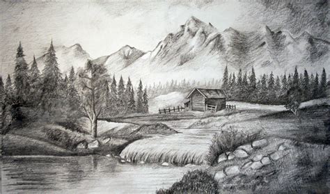 Charcoal Landscape Drawing Mountain Pic Weiner