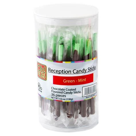 Green Reception Candy Sticks Chocolate Mint Wrapped