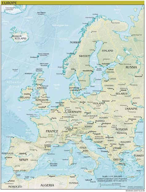 Europe Continent Physical Map •