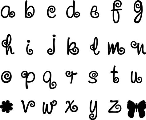 Swirly Fonts Font Full Lower Case Alphabet Cutting File Cricut