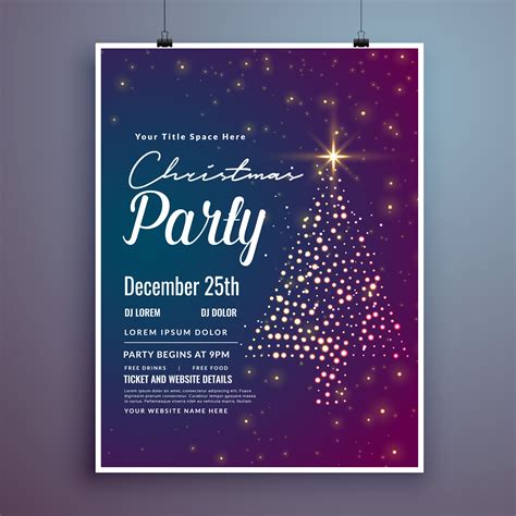 Christmas Invitation Party Card Template Design With Creative Tr