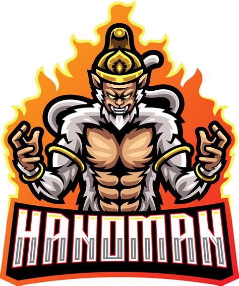 Hanoman esport mascot logo design By Visink | TheHungryJPEG.com