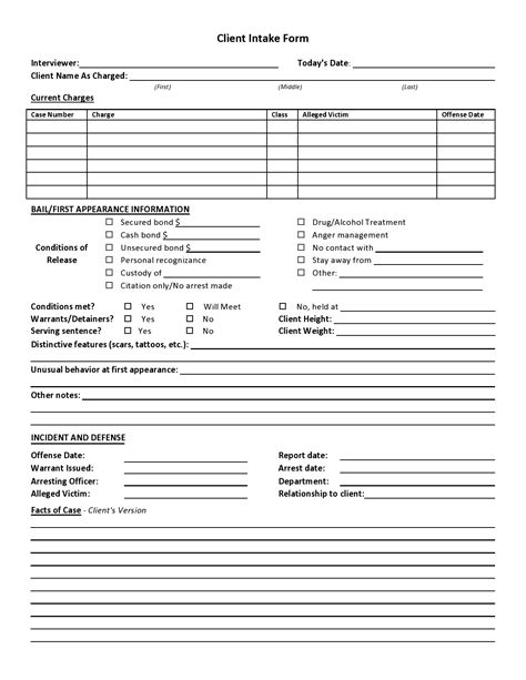 Printable Client Intake Forms Free Templates Templatelab