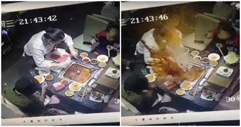 Hot Pot Explodes In Waitress Face After Customer Drops Lighter In Soup