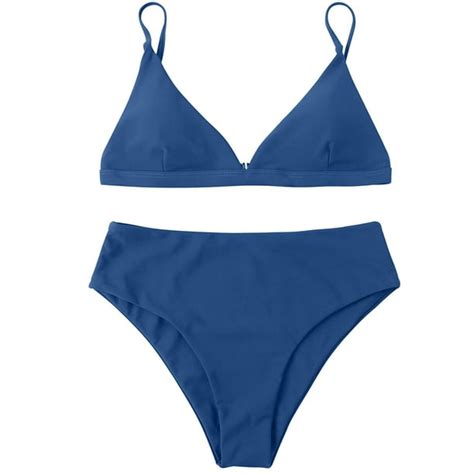 womens sexy bikini sets two piece spaghetti straps bra swimsuit high waisted triangle high cut