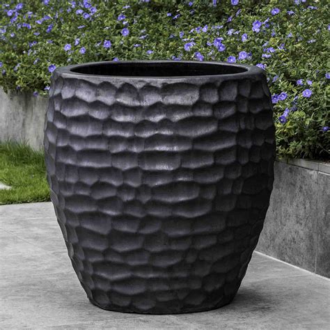 Outdoor concrete planters, garden urns, flower pots for porch, patio, front door container gardening ideas and landscape design. Kowloon Ceramic Pottery Planters Graphite | Kinsey Garden ...