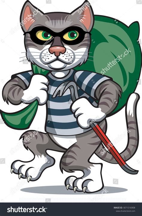 Cat Burglar Crowbar Thief Sack Stock Vector Royalty Free 1871516908