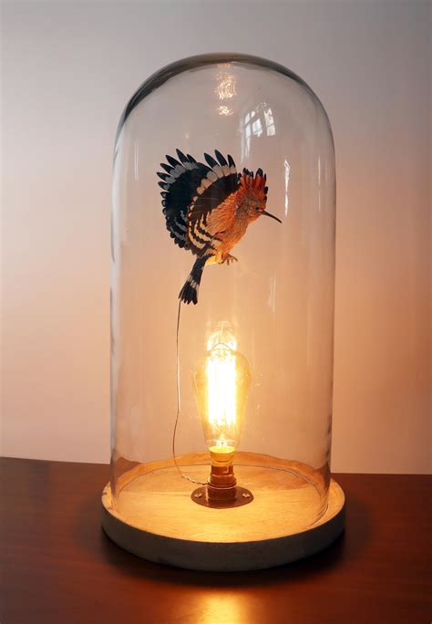Paper Hoopoe Sculpture In Decorative Bell Jar Light — Paperandwood