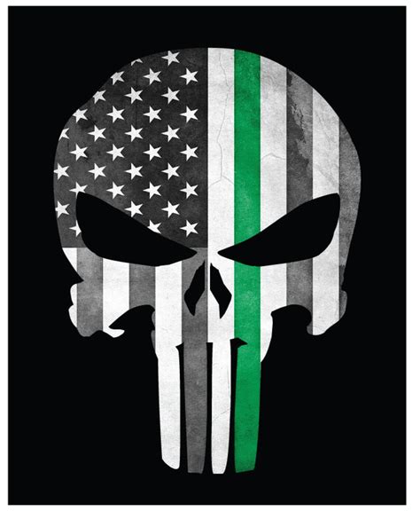 Punisher Skull Thin Green Line Grunge American Flag Decal Etsy