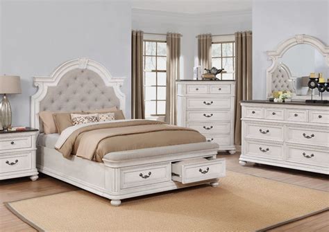 Keystone King Size Bedroom Set White Home Furniture Plus Bedding