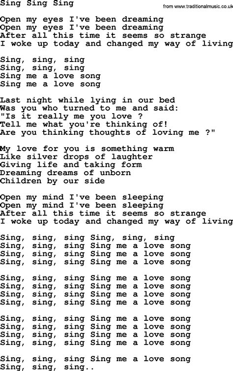 Sing Sing Sing By The Byrds Lyrics With Pdf