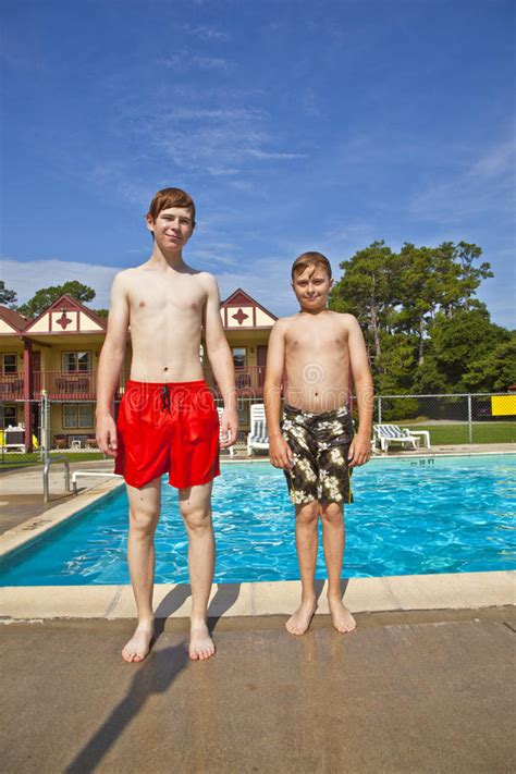106 Two Brothers Having Fun Swimming Pool Stock Photos Free And Royalty
