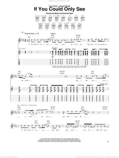 Tonic If You Could Only See Sheet Music For Guitar Tablature