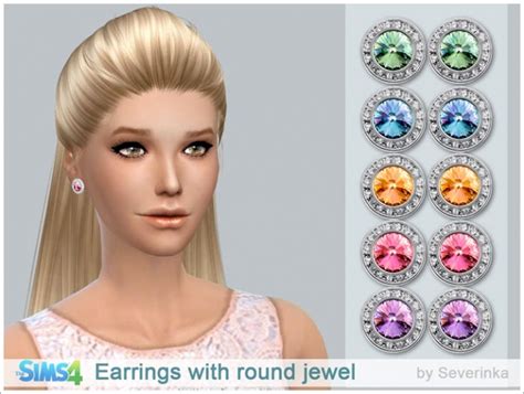 Earrings With Round Jewel At Sims By Severinka Sims 4 Updates