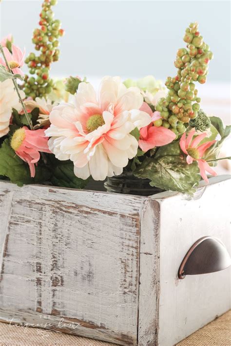 DIY Farmhouse Wooden Box Centerpiece The Turquoise Home