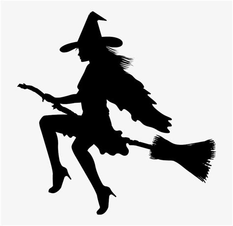 Witch On Broom Silhouette Png Transparent Png 700x717 Free Download