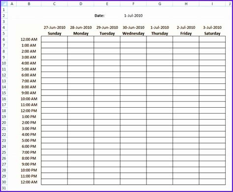8 Excel Week Schedule Template Excel Templates