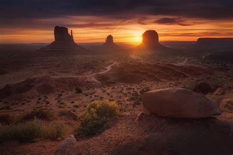 Desert Landscape Monument Valley Nature Rock Sunrise Wallpaper