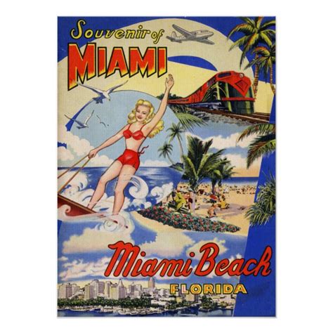 vintage miami beach florida travel poster zazzle