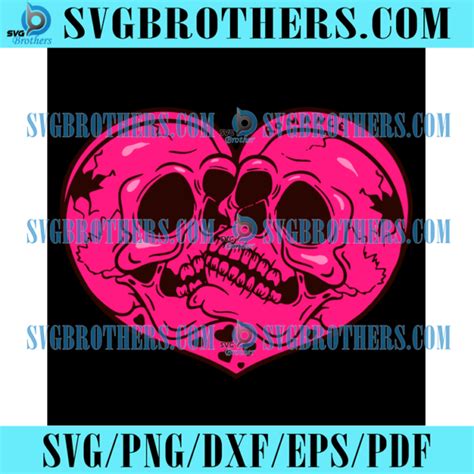 Couple Skulls Heart Svg Valentine Svg Couple Skull Svg Skulls Svg