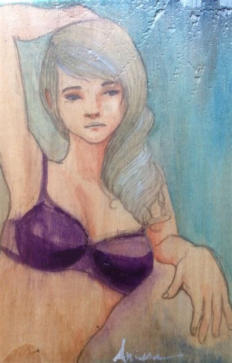 Items Similar To Original Watercolor Painting Of A Pinup Girl On Wood