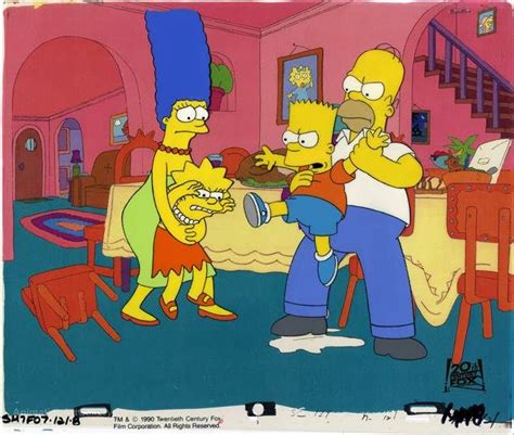 Original Production Cel Of Homer Marge Bart And Lisa From Bart Vs Thanksgiving The Simpsons