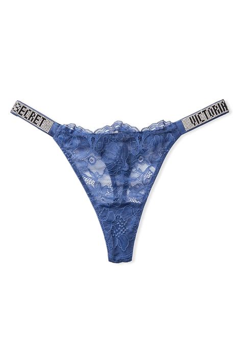 Buy Victorias Secret Tranquil Blue Lace Shine Strap Thong Panty From The Next Uk Online Shop