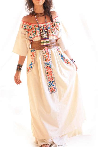 Handmade Mexican Dress From Aida Coronado Mexican Embroidered Maxi Dress Aida Coronado Store A