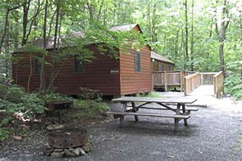 The small cabins are laid out with a main room that serves as a bedroom/living area. Lodging Locations Map