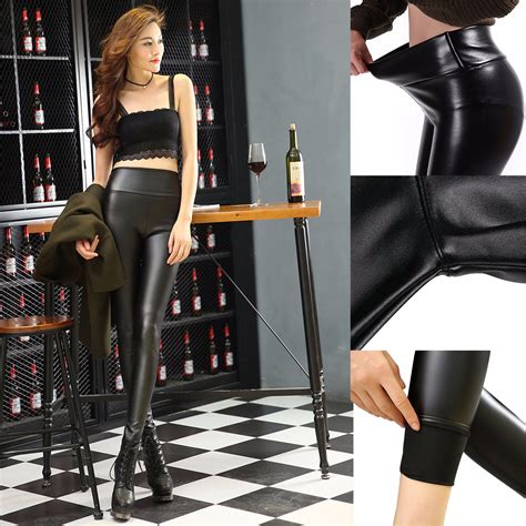 Cross1946 Womens Faux Leather Leggings High Waisted Sexy Stretchy