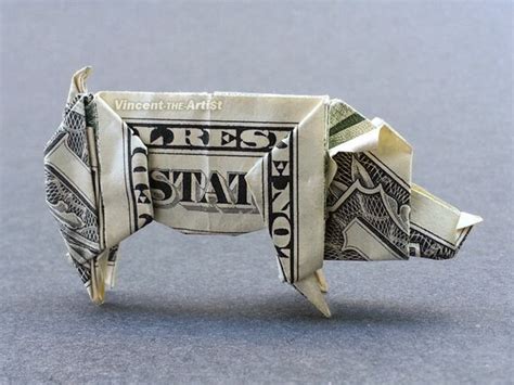 Pig Money Origami Animal Made Of Real By Vincentorigamiartist