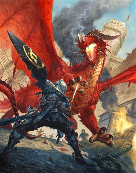 Dragon Slayer Fantasy Warrior Fantasy Dragon Dragon Art Red Dragon