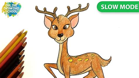 How To Draw A Cartoon Deer Slow Mode Youtube