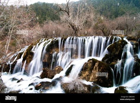 Nuorilang Waterfall In Jiuzhaigou National Park After A Snow Storm