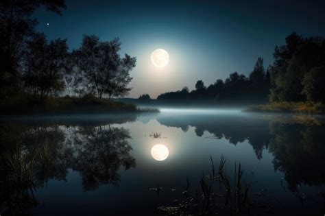 Premium Ai Image Full Moon With Stars Shining In The Night Sky