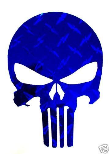 Punisher Skull Decal Sticker Royal Blue Diamond Plate Punisher
