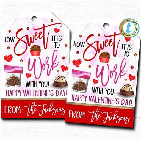 Valentines Coworker Tags How Sweet It Is To Work With You Tidylady Printables