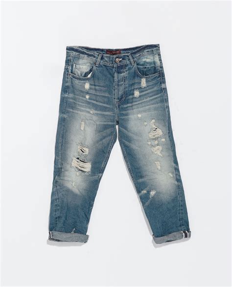 Zara Loose Fit Ripped Jeans In Blue For Men Lyst