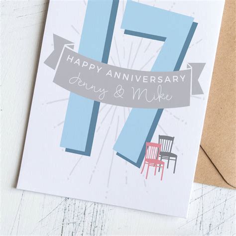Personalised 17th Furniture Wedding Anniversary Card By Small Dots