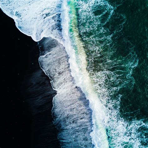 Reynisfjara Black Sand Beach Wallpaper 4k Waves Aerial View Ocean