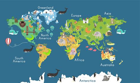 World Map For Kids Kids World Map Kids Animal World Map Poster Images