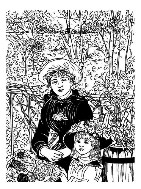 Pierre Auguste Renoir Two Sisters On The Terrace Masterpieces Adult Coloring Pages