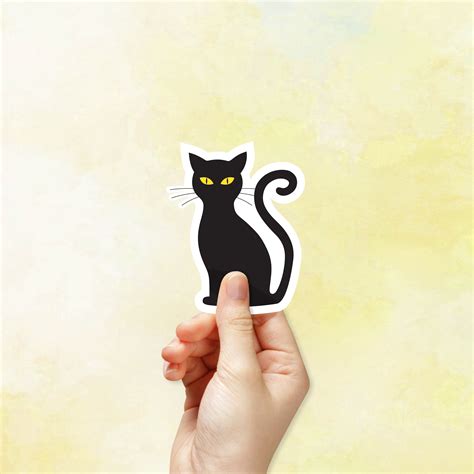 Cute Black Cat Sticker Decal Etsy