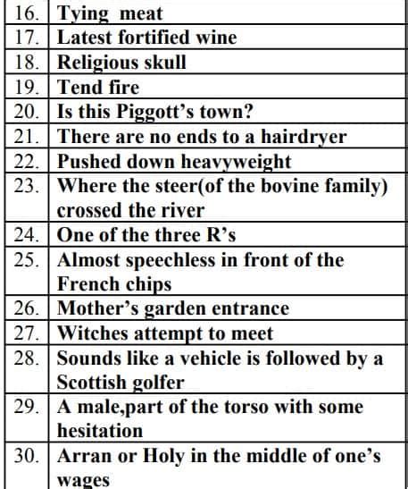 Towns And Cities Cryptic Quiz 2 Just For Fun Over 50s Chat